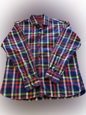 Visconti “My Favourite Garment” Men’s Plaid Button-Down Shirt | Size L